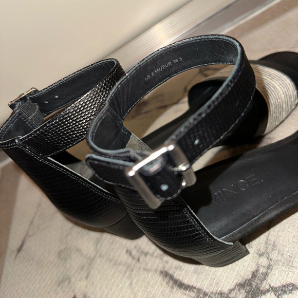 VINCE vero cuoio women’s snake print striped black low block heels 6.5 - Picture 13 of 13